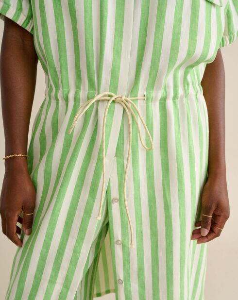 Robe chemise en Lin & Coton Varia verte