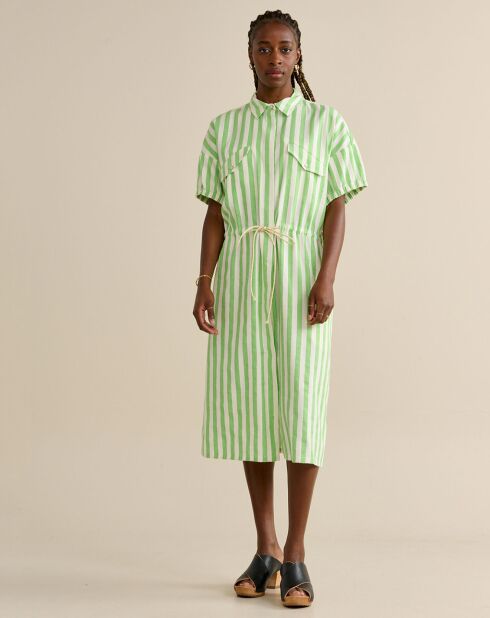 Robe chemise en Lin & Coton Varia verte