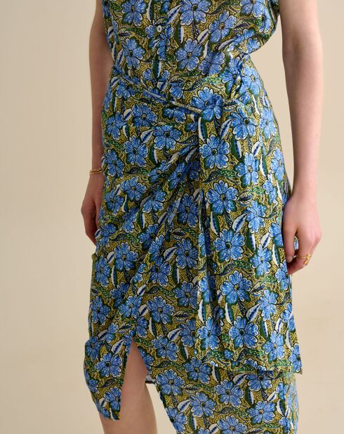 Solvay groen/blauwe midi-wikkelrok