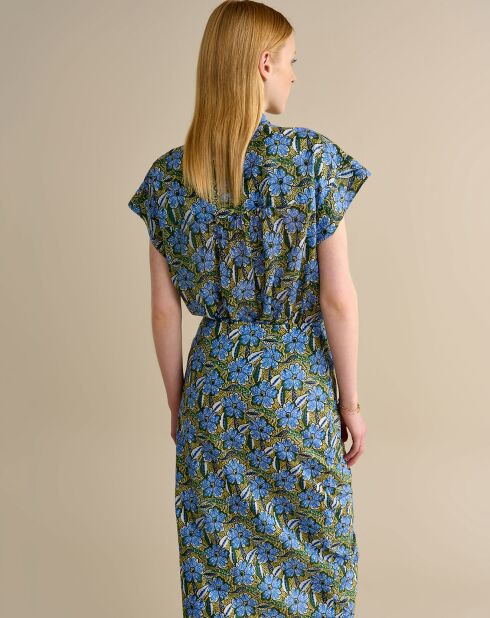 Solvay groen/blauwe midi-wikkelrok