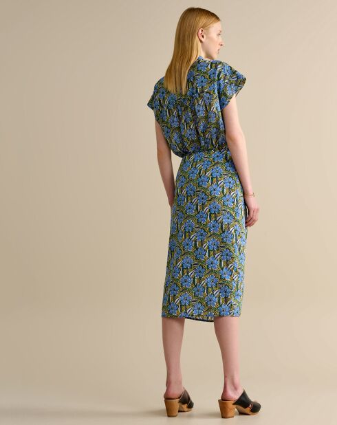 Solvay groen/blauwe midi-wikkelrok