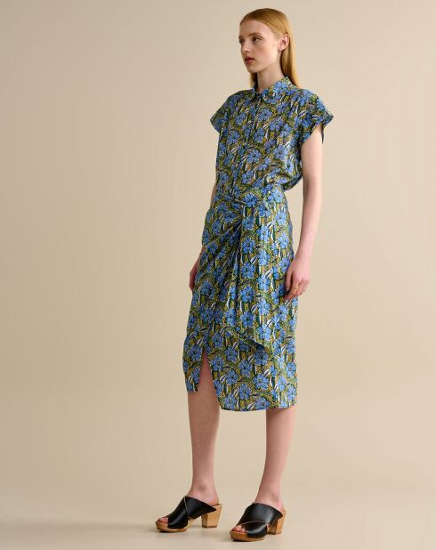 Solvay groen/blauwe midi-wikkelrok