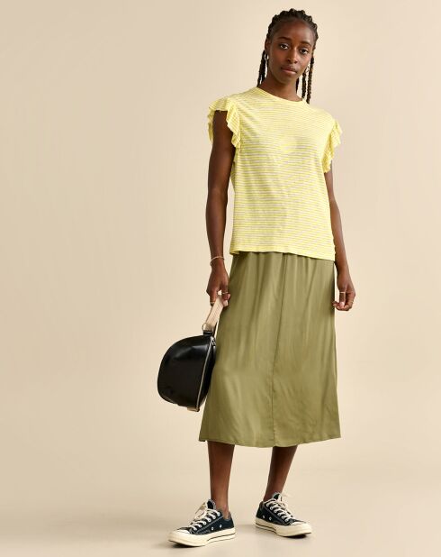 Gele Visam tanktop met ruches van 100% linnen