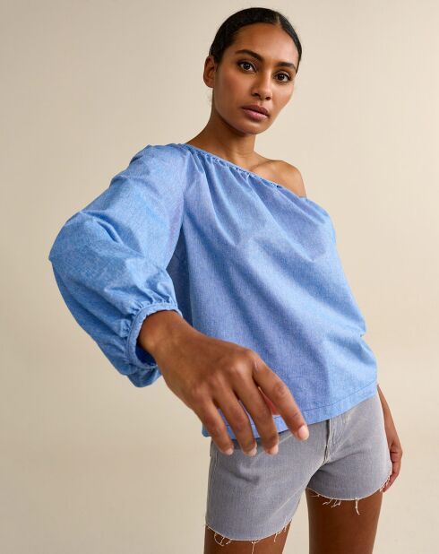 Top asimmetrico blu Solo