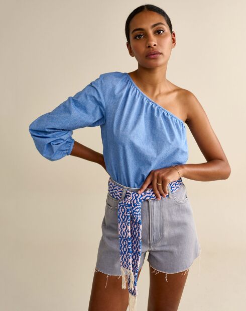 Top asimmetrico blu Solo