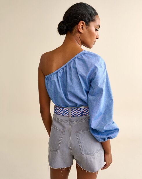 Top asimmetrico blu Solo