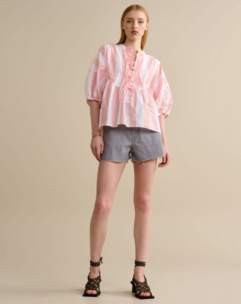 Blouse Agadir rose/blanc