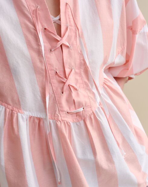 Blouse Agadir rose/blanc