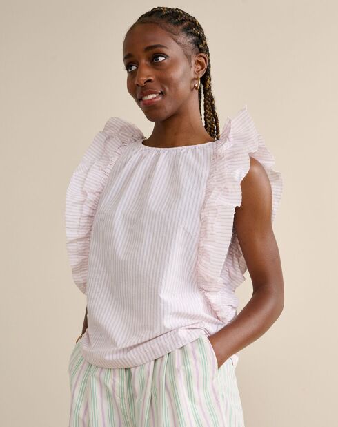 Agathe top met strippen en ruches