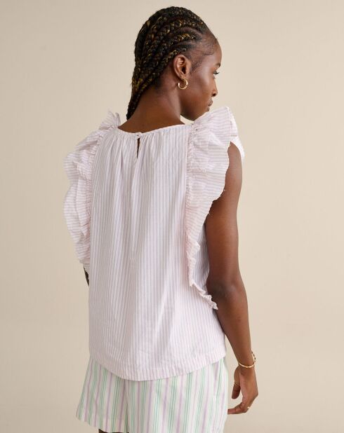 Agathe top met strippen en ruches