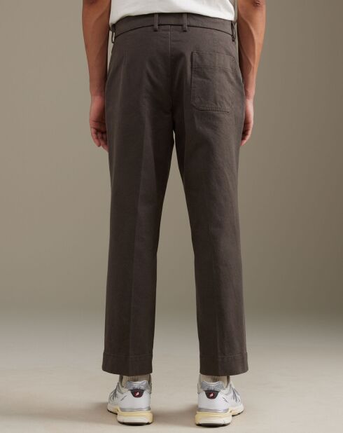 Pantalon slim cropped Sven dark roast