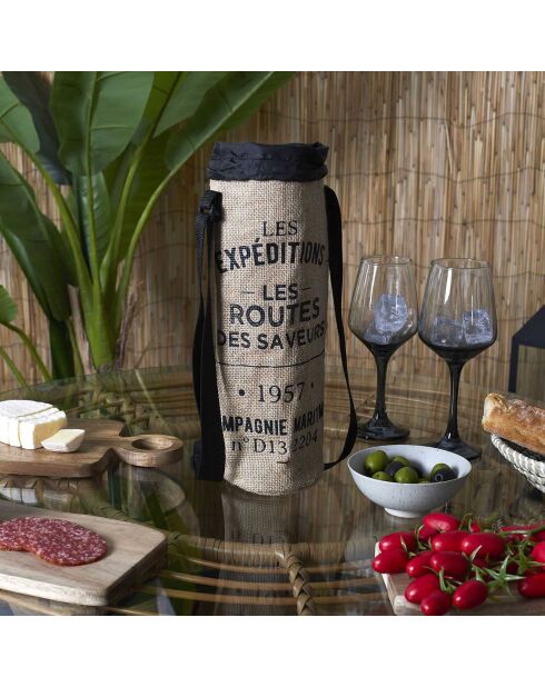 Borsa termica per bottiglie nera/marrone da 1,5 l - 10x33x10 cm