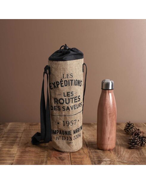 Borsa termica per bottiglie nera/marrone da 1,5 l - 10x33x10 cm