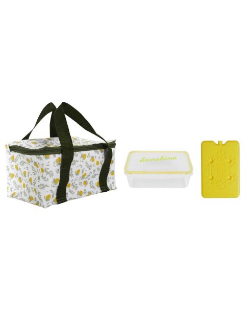 Lunch box sac fraicheur pain de glace 2.6l jaune/vert - 22x18.5x15 cm