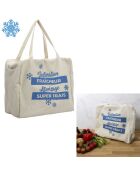 Sac fraicheur en jute et coton blanc/bleu - 40x35x20 cm