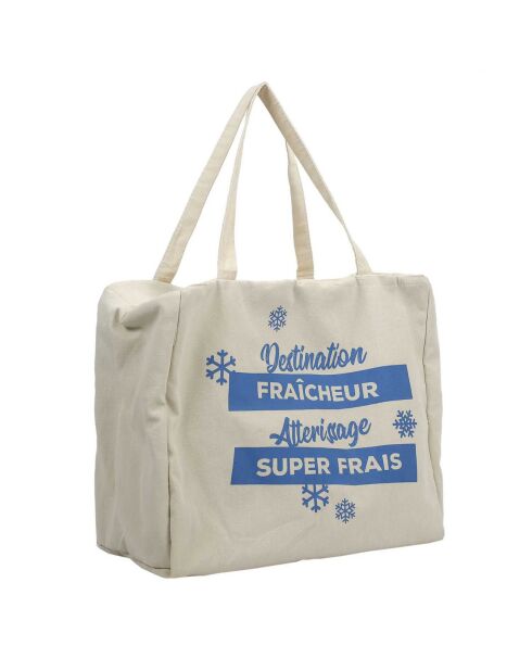 Sac fraicheur en jute et coton blanc/bleu - 40x35x20 cm
