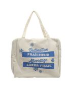 Sac fraicheur en jute et coton blanc/bleu - 40x35x20 cm