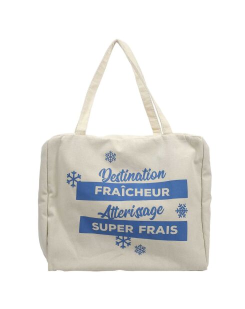 Sac fraicheur en jute et coton blanc/bleu - 40x35x20 cm