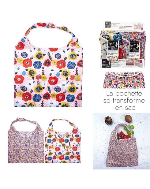 2 Sacs shopping pliable liberty coloris aléatoires - 44x53x1 cm