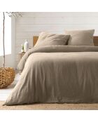 Parure housse de couette gaze de coton Angelia sable