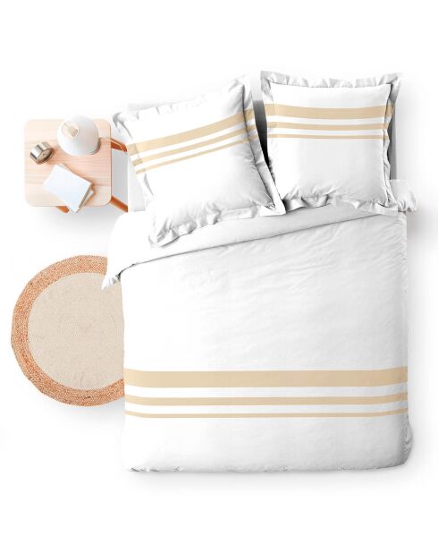 Parure housse de couette finition lin Margaux multicolore