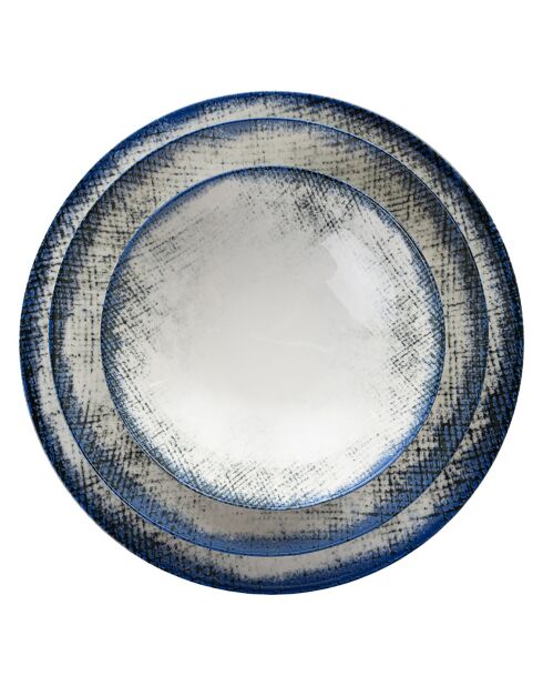 Service de table en Porcelaine écru/bleu - 24 pièces