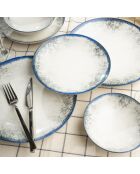 Service de table en Porcelaine écru/bleu - 24 pièces