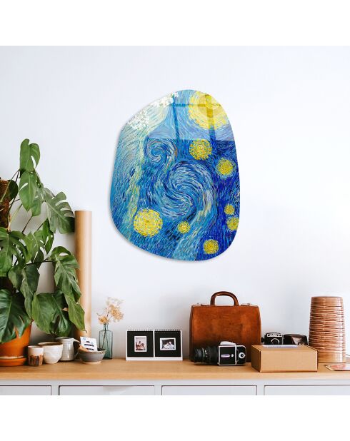 Veelkleurige glasprint van Van Gogh reproductie - 35x50 cm