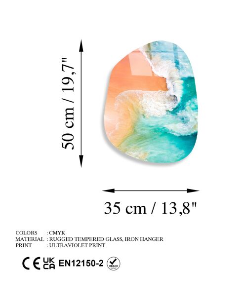 Lámina de cristal de playa multicolor - 38x50 cm