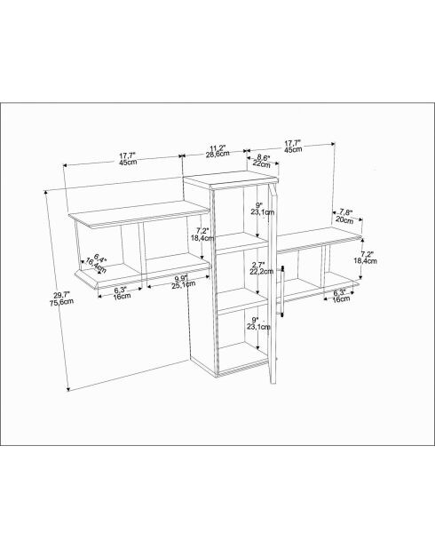 Mensola bianca Olida-Ephesus - 118,6x35x51,8 cm