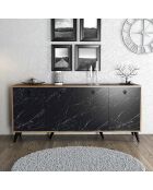 Console Elite 1618 marbre noir/noyer - 180x80x45 cm