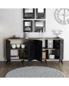 Console Elite 1618 marbre noir/noyer - 180x80x45 cm