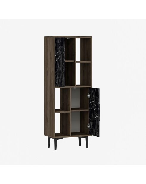 Armoire Leni marbre noir/noyer - 50x135x29.6 cm