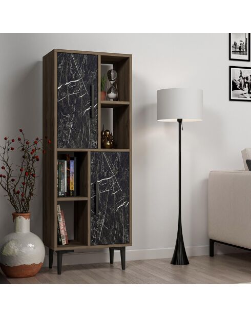 Armoire Leni marbre noir/noyer - 50x135x29.6 cm