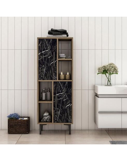 Armoire Leni marbre noir/noyer - 50x135x29.6 cm
