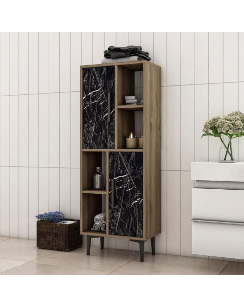 Armoire Leni marbre noir/noyer - 50x135x29.6 cm