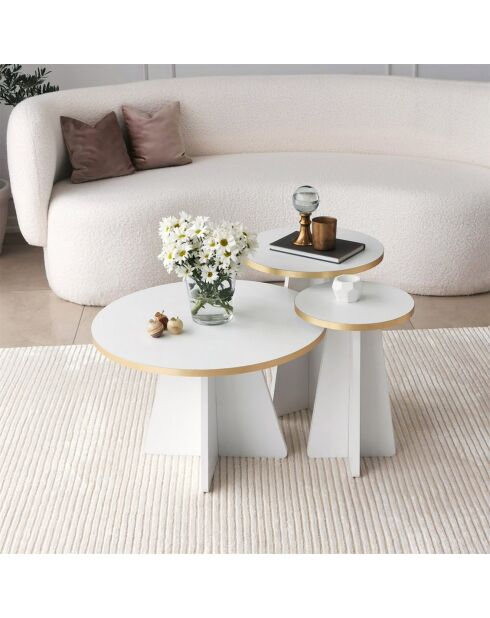 Table basse Mushroom doré/blanc - 60x40x60 cm