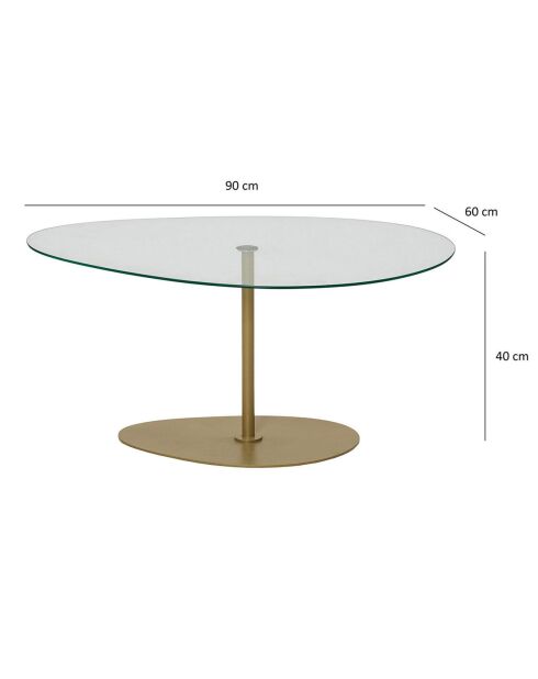 Table basse Porto doré/transparent - 90x40x60 cm