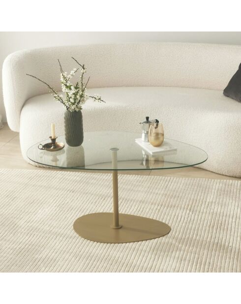 Table basse Porto doré/transparent - 90x40x60 cm
