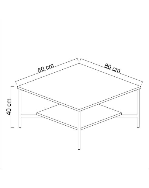 Table basse Gold Line noir/anthracite - 80x80x40 cm