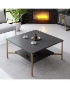 Table basse Gold Line noir/anthracite - 80x80x40 cm