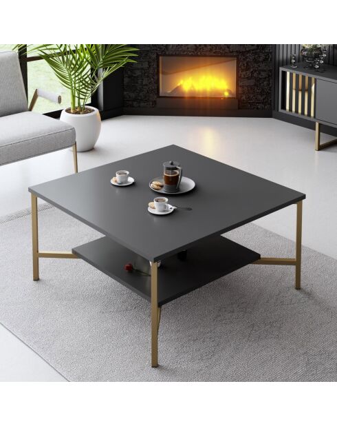 Table basse Gold Line noir/anthracite - 80x80x40 cm