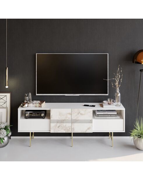 Meuble TV Derin blanc - 180x64.7x37.1 cm