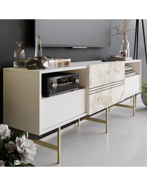 Meuble TV Derin blanc - 180x64.7x37.1 cm