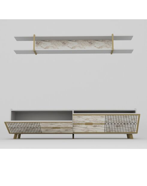 Ensemble Meuble TV & Etagère Frida blanc - 180x43x37 cm