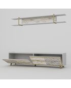 Ensemble Meuble TV & Etagère Frida blanc - 180x43x37 cm