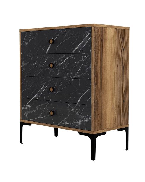 Commode Lizbon 541 noyer/noir - 76x90.7x40 cm