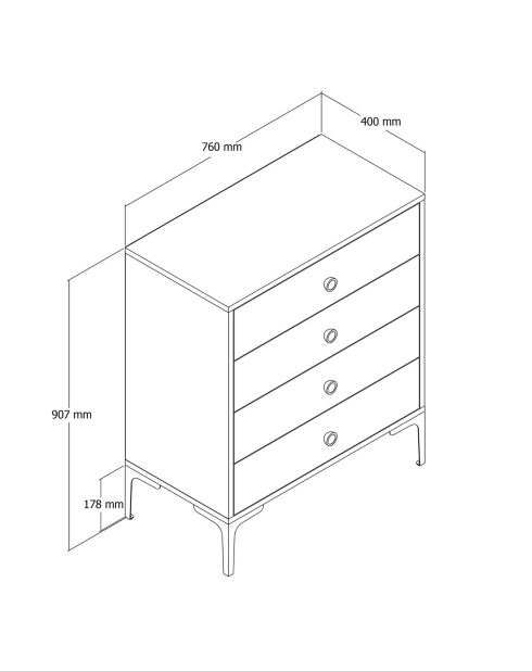 Commode Lizbon 541 noyer/noir - 76x90.7x40 cm