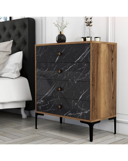 Commode Lizbon 541 noyer/noir - 76x90.7x40 cm