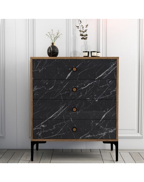 Commode Lizbon 541 noyer/noir - 76x90.7x40 cm